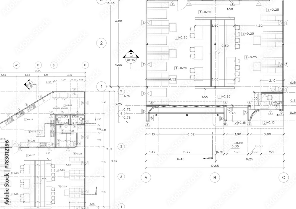 Floor plan designed building on the drawing.