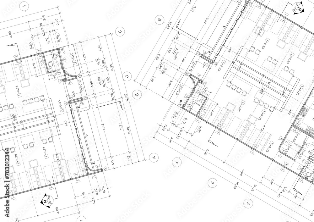 Floor plan designed building on the drawing. Floor plan designed building on the drawing.