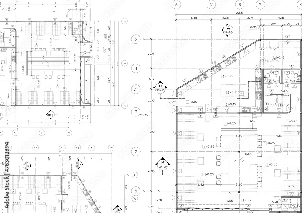 Floor plan designed building on the drawing.