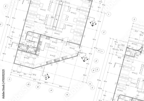 Floor plan designed building on the drawing. © Tuannasree
