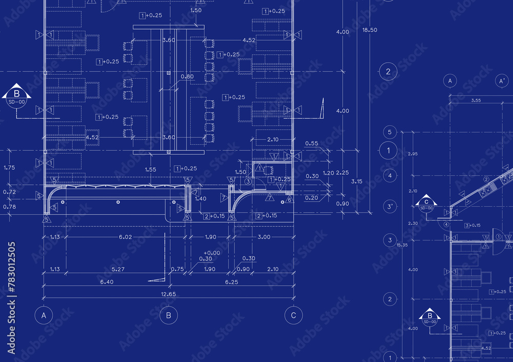 Naklejka premium Floor plan designed building on the drawing.