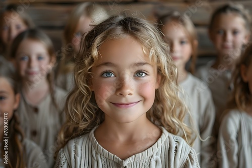 Smiling Child in Focus with Happy Peers Behind. Concept Child Photography, Group Portraits, Portrait Poses, Capturing Moments, Childhood Memories