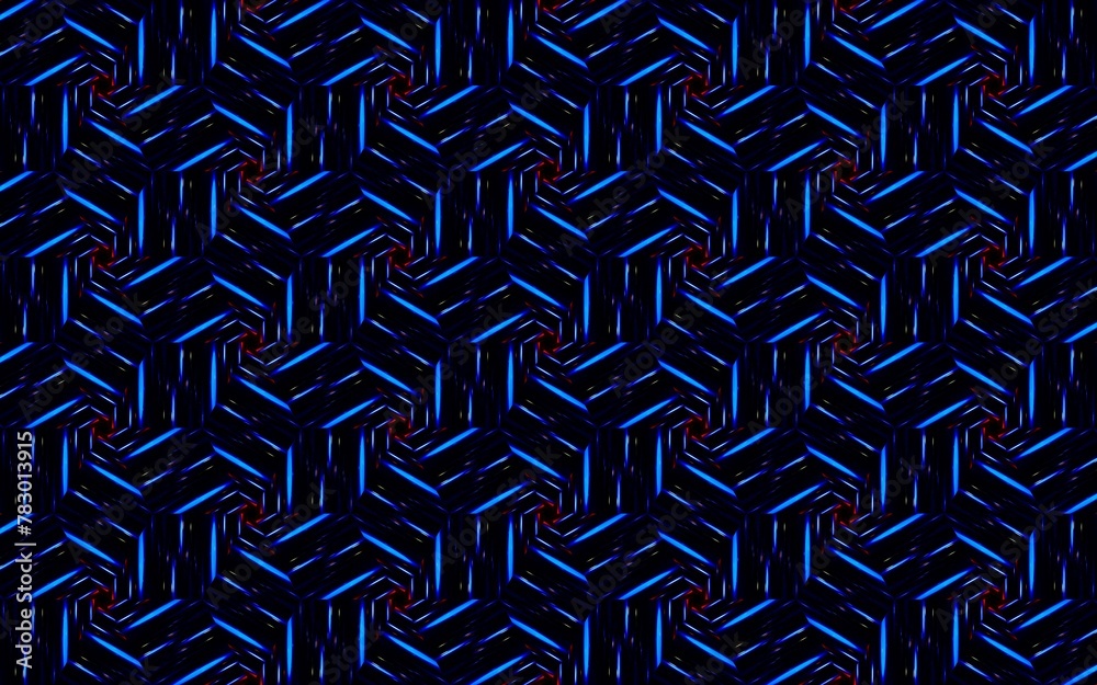 青い渦巻き模様の幾何学パターン