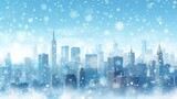 City Skyline Network: A 3D vector illustration of a city skyline covered in snow