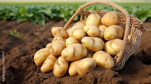 Single potato basket farm fresh harvest
