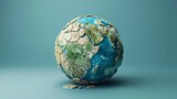 Climate Change: A 3D vector illustration of a globe with cracked and parched land