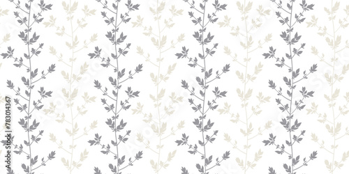 Spring branches seamless vector pattern. Small leaves prune, silhouette ornament