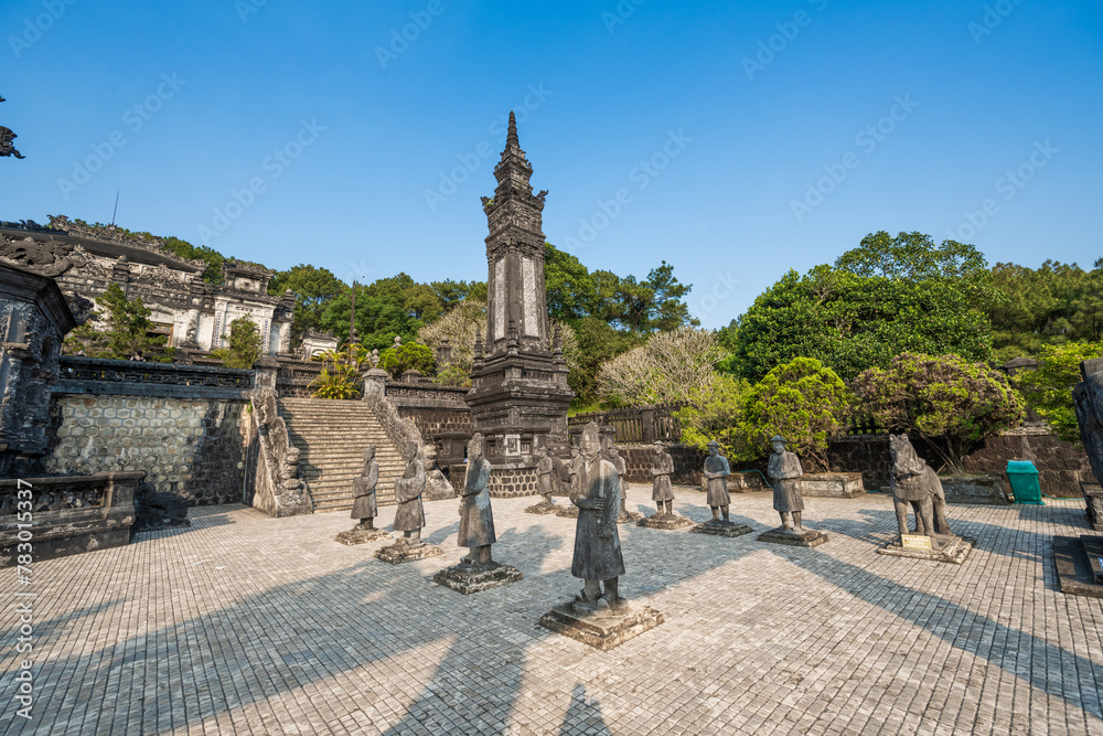 Architectual Tomb of Emperor Khai Dinh (Lang Khai Dinh), Hue city, Vietnam. The most beautiful tomb of the kings Hue, popular tourist destination in Asia.