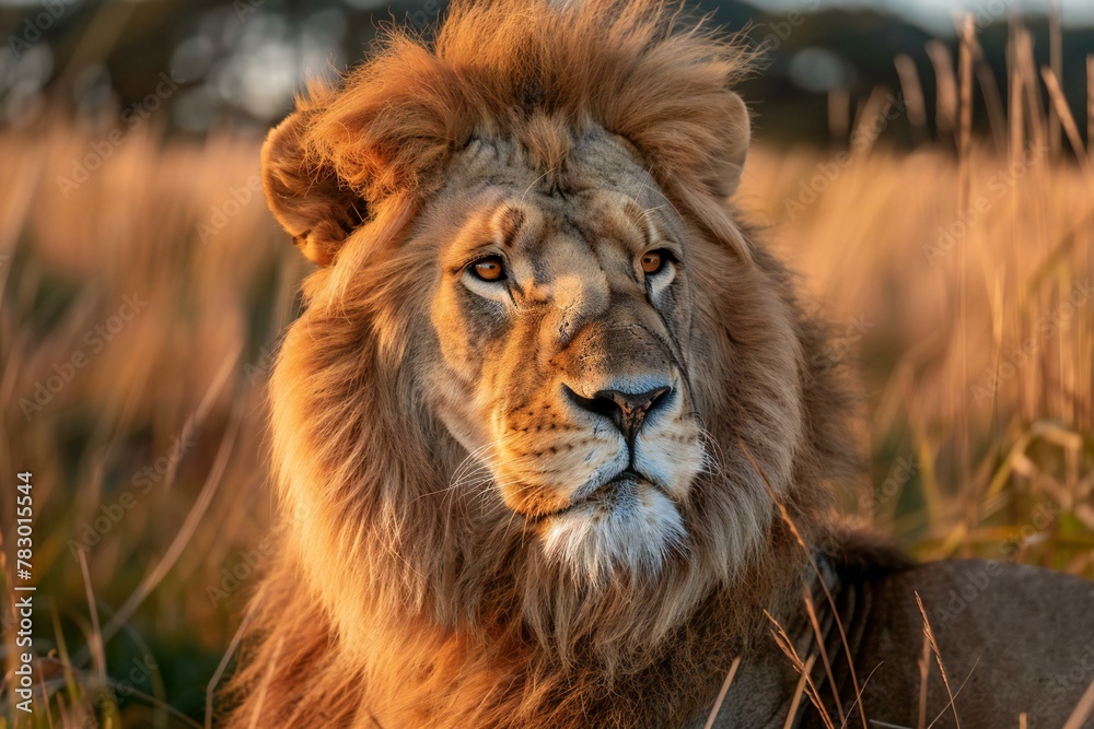 Male lion in the Okavango Delta - Moremi National Park in Botswana