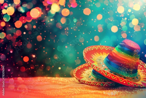 abstract background with bokeh glitter for Cinco de Mayo