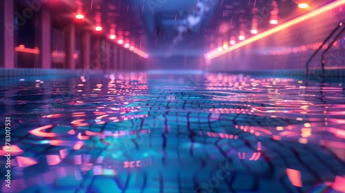Glowing Neon Swimming: A 3D vector illustration of a swimming pool © MAY