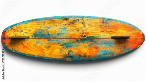 Retro wood surfboard isolated on white with clipping path for object. vintage styles.