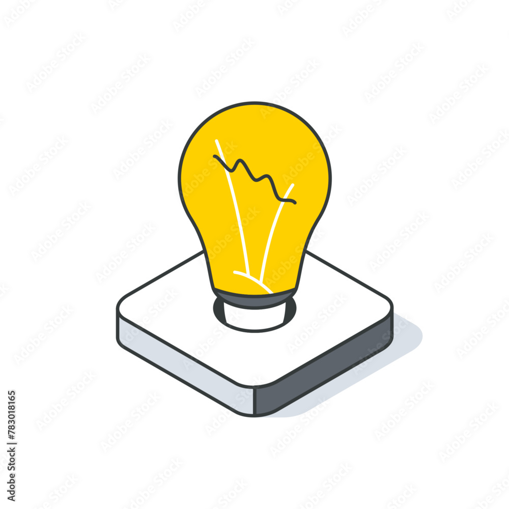Light bulb icon. Concept of a new idea. Outline isometric illustration. Vector in line style. 3d linear image for website, mobile app, infographic or presentation. - obrazy, fototapety, plakaty 