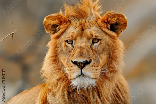 Portrait of a male lion (Panthera leo)