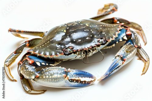 Blue crab isolated on white background,  Close-up,  Selective focus