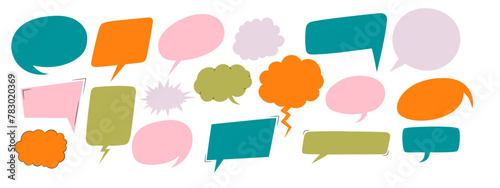 Set of empty speech bubbles in different shapes and thinking sign symbols. Vector illustration photo