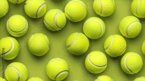 Lots of tennis balls, seamless pattern of new tennis balls for background © Stelena