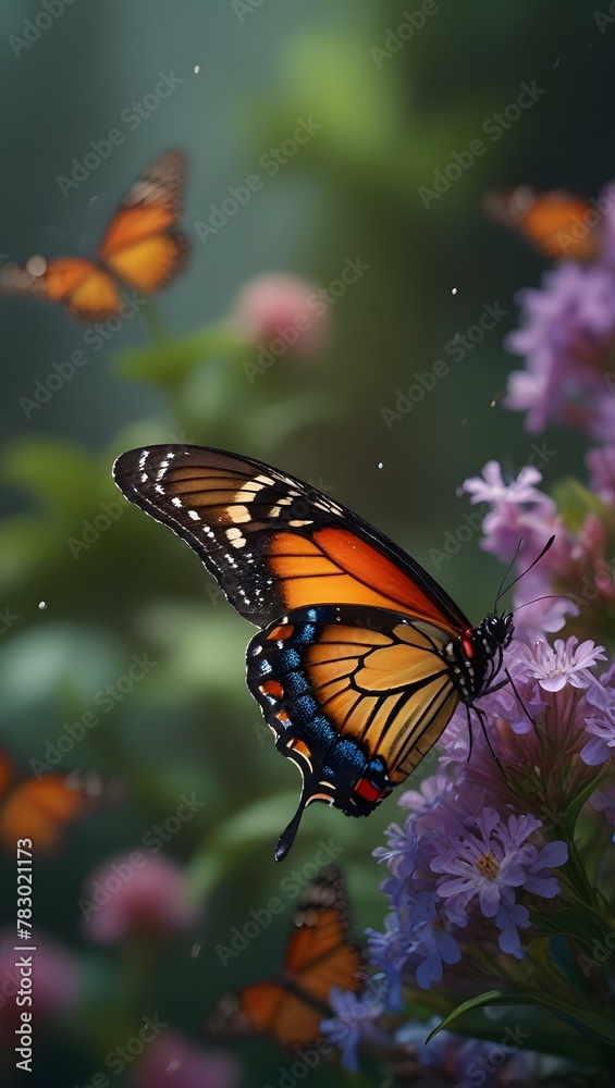 beautiful butterfly sitting on thefloweres