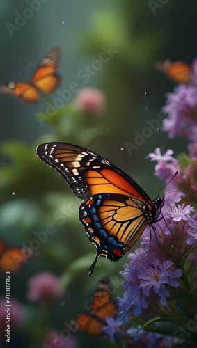 beautiful butterfly sitting on thefloweres