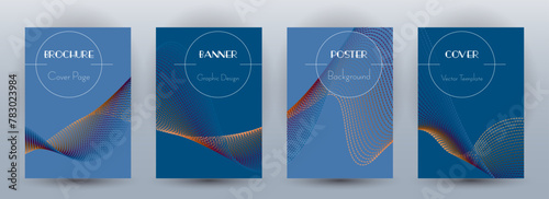 Wave flow dynamic banners minimal vector set. Covers with curve lines texture abstract waveform motion.