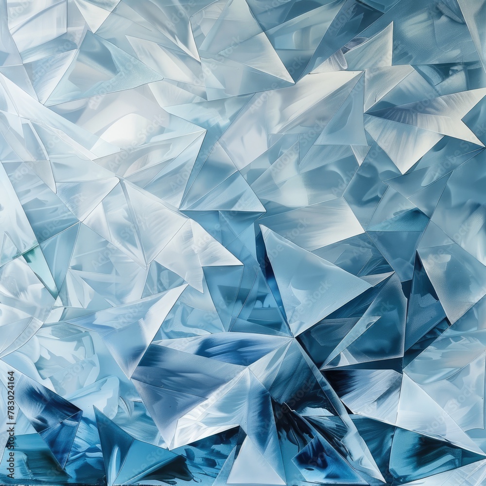 Glacial triangles in icy blue and white shades Glacial triangles in icy blue and white shades