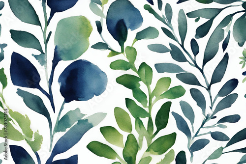 west elm blue and green watercolor abstract small scale ditsy botanical floral textile print on white ground