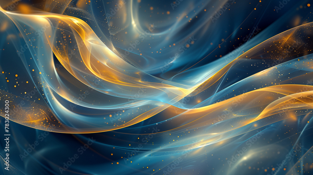 Obraz premium abstract background with space Dynamic Blue and Gold Abstract Graphic Background with Cosmic Landscape