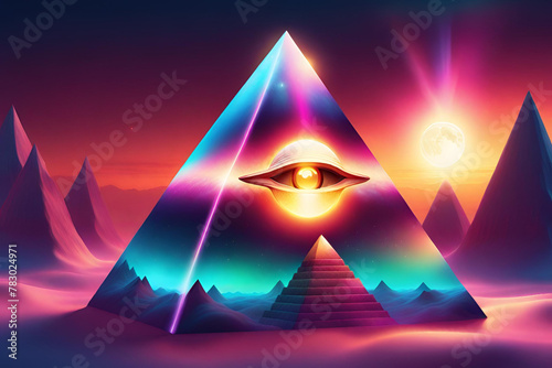 moon eye mystic crystal pyramid golden hour cross matte snow photo