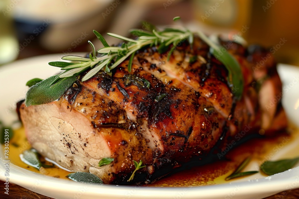 Baroque-style roast pork is a culinary delight, characterized by its elaborate presentation and rich flavor profile. 