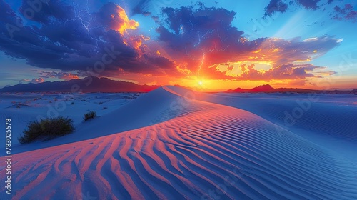 Wide-Angle Shot of Sand Dunes at Dawn, Bathed in Soft Light, Evoking Sense of Tranquil Grandeur.