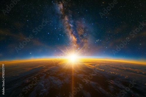 Sunrise over the planet,  Elements of this image furnished by NASA #783025799