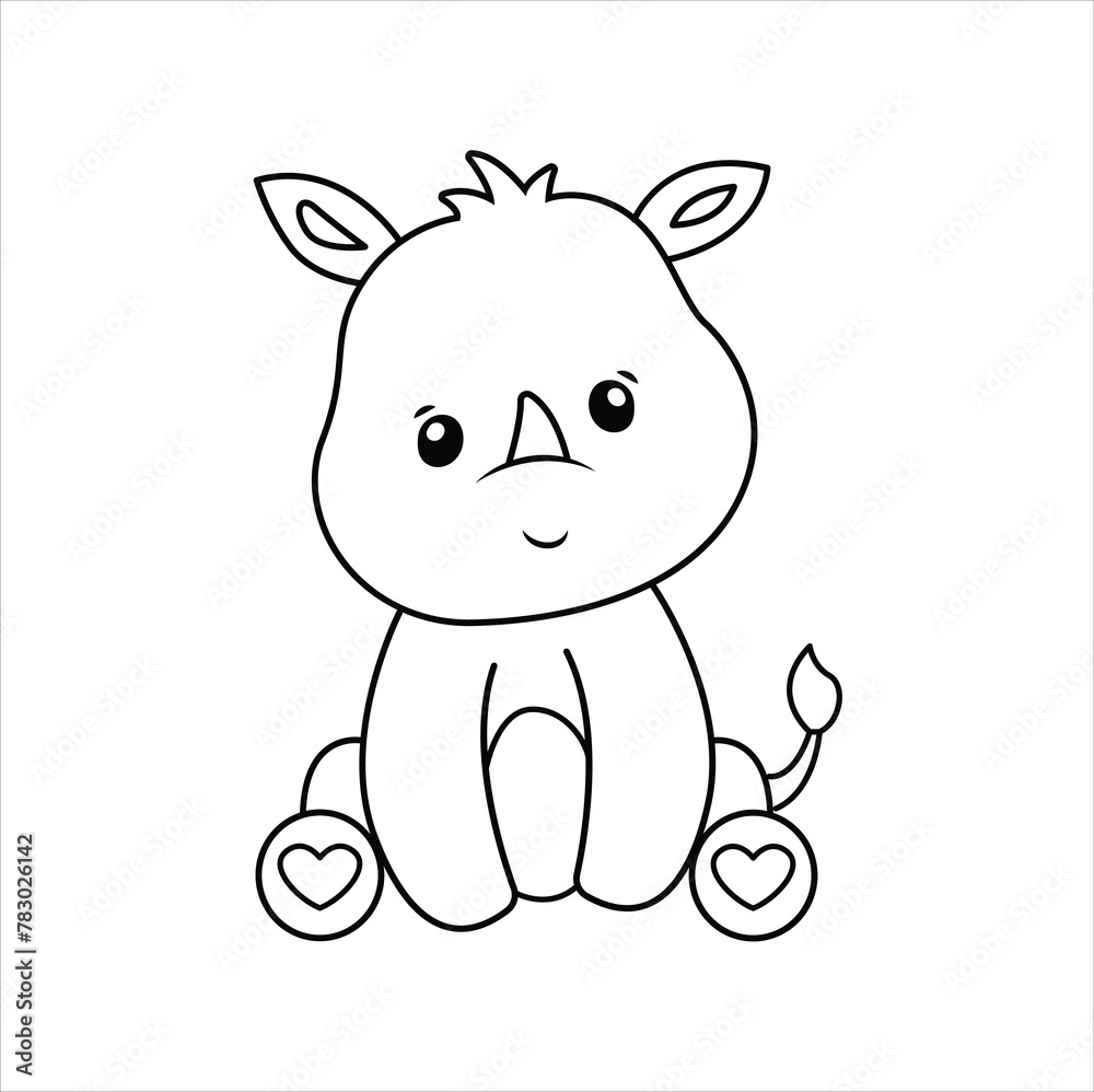 baby rhinoceros Line art vector outline baby rhinoceros Line art vector outline
