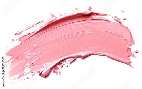 Acrylic pink dust oil paint brush stroke over white background. photo