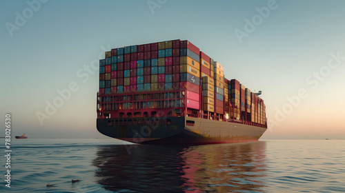 Business Logistics concept, Container Cargo freight ship and truck for Logistic Import Export background