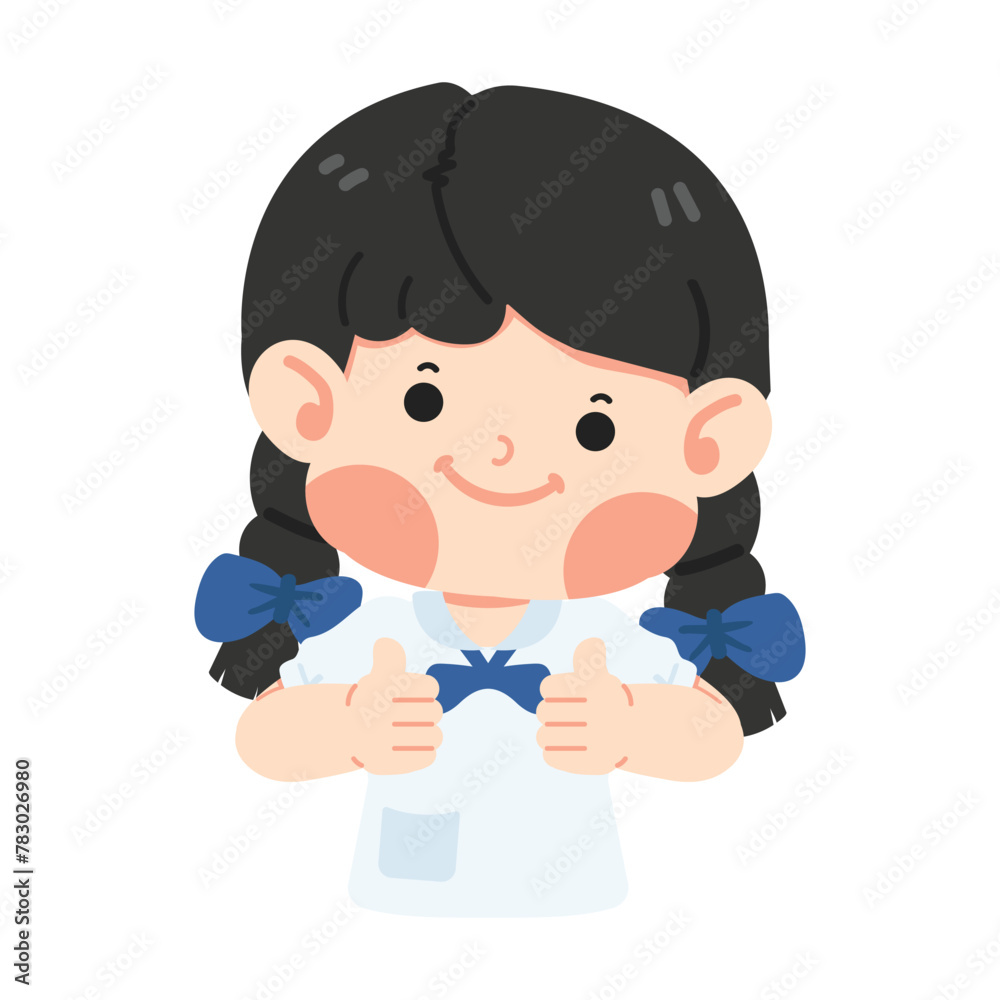 Cute girl student giving thumbs up Cute girl student giving thumbs up