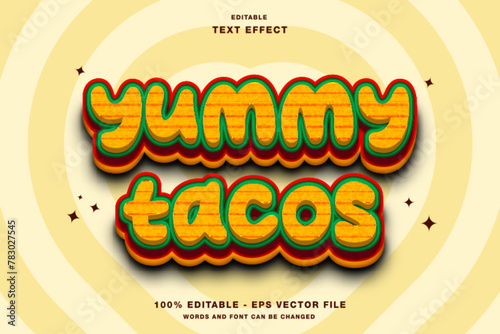 Yummy Tacos 3d Editable Text Effect Template Style Premium Vector