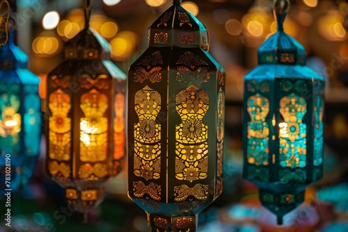 Arabic lanterns in the night market of Istanbul, Turkey © Nam