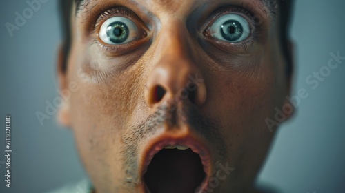 close up of a man face with open mouth