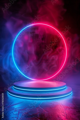 Round Object With Neon Light