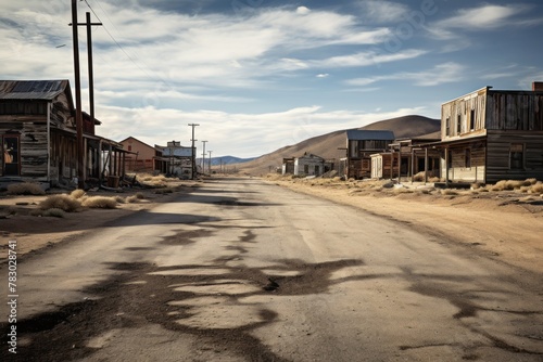 An empty road in a ghost town, capturing the essence of abandonment