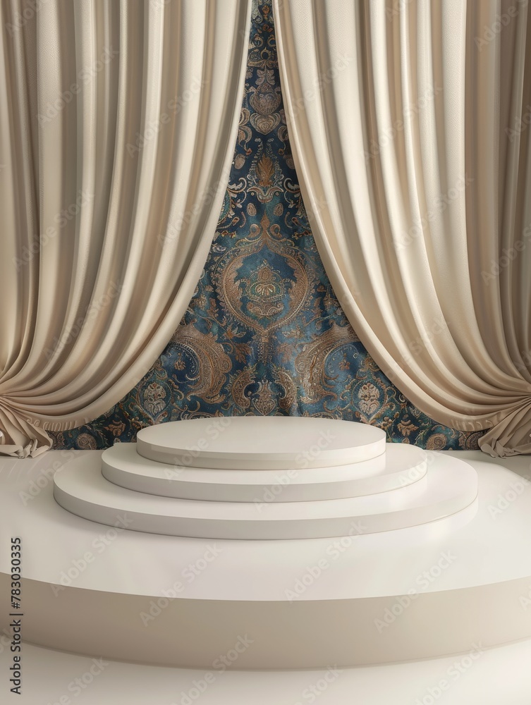Room With Round Table and Curtains