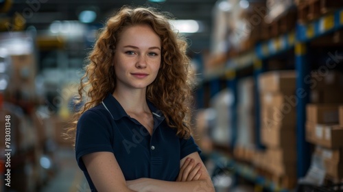 Confident Worker at Warehouse Facility photo