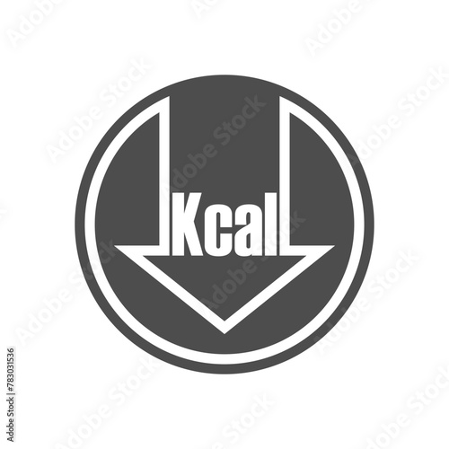 Calories reduction icon. Low kilocalories graphics sign. Kcal reduction isolated symbol on white background. Symbol of healthy nutrition. Vector illustration