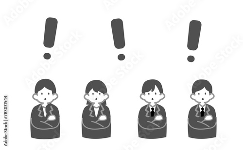驚く若手社員たちのイラスト