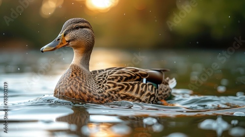 Ducks Swimming Gracefully in Tranquil Farm Pond © pengedarseni