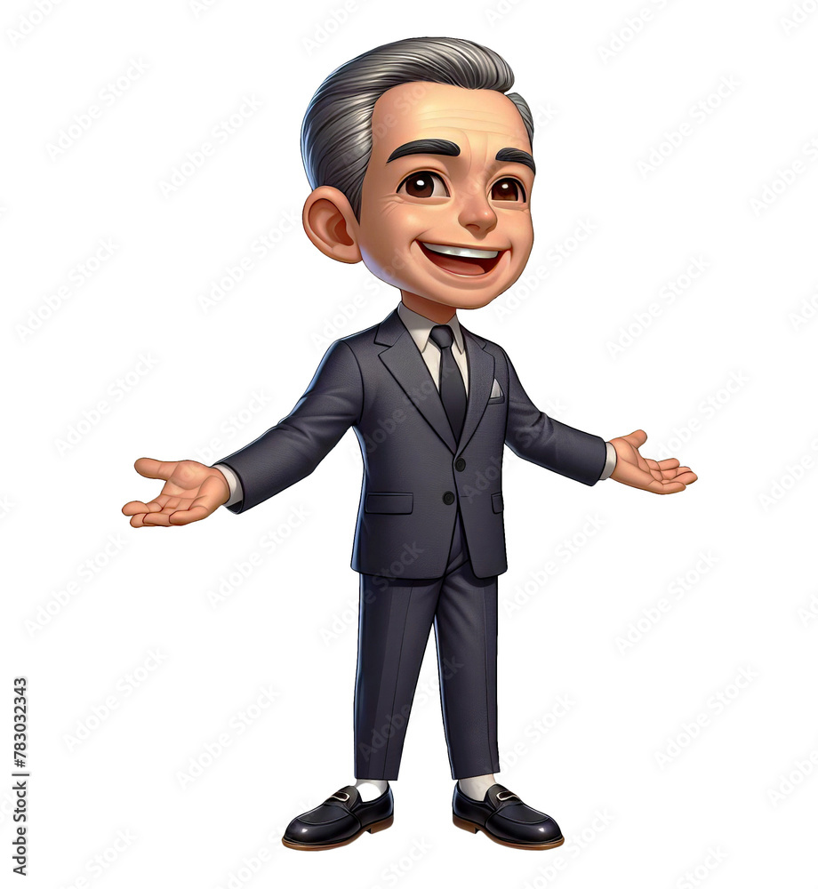A smiling businessman with his arms open wide, isolated on a transparent background A smiling businessman with his arms open wide, isolated on a transparent background