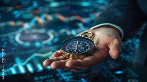A Hand Holding a Compass