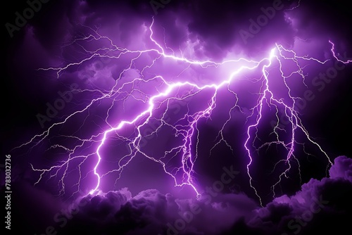 Purple Lightning Storm in the Night Sky