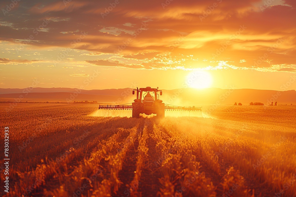 Fototapeta premium Step into the world of hardworking farmers as they tend to vast agricultural fields, cultivating abundance and sustenance with dedication, showcasing the beauty and importance of farming in providing 