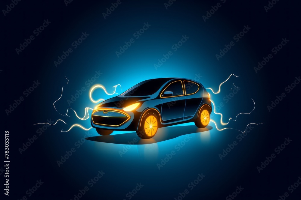 Electric car symbol with space for text.
